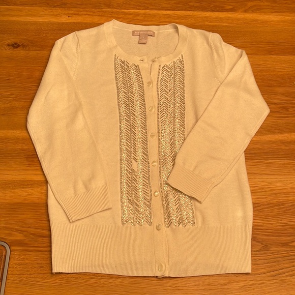 Banana Republic Sweaters - Banana Republic ivory beaded cardigan